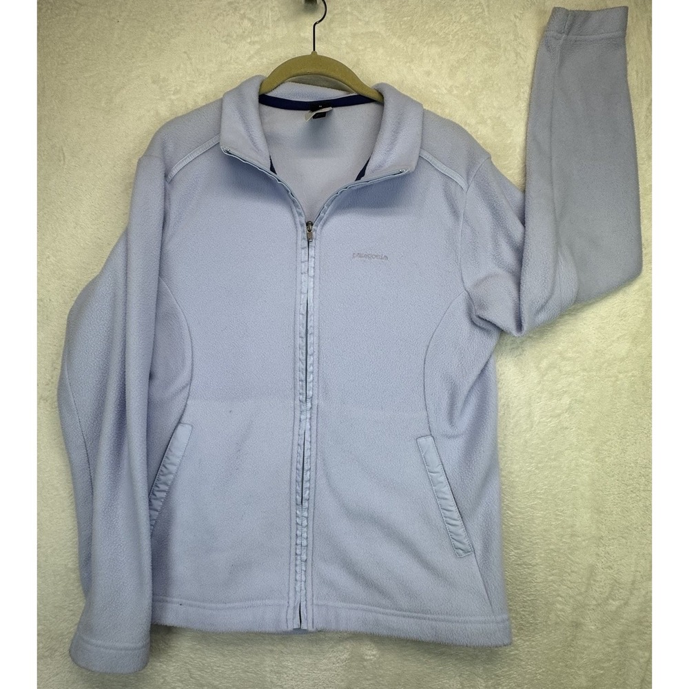 Patagonia Fleece Jacket Women's L Full Zip Light Blue Zip Pockets Outdoor